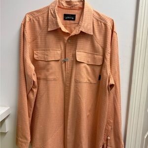 Orvis Peach Checkered Shirt long sleeve men’s XL